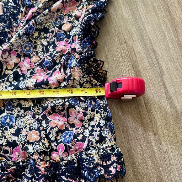 Free People Milania Cotton Midi Dress Black Combo Floral Print Sz L Boho Cottage - Picture 11 of 13